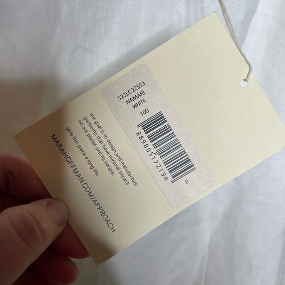 NWT Mara Hoffman White Linen blend  NAMARI Pencil DRESS Puff sleeve sz 0 - Picture 5 of 10